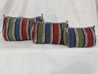 Geetanjali Quilted Toiletry Organizer Set – Stylish Block Printed Travel Pouches (3 Pieces)