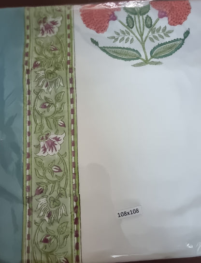 108 by 108 Hand Block Print Bed Sheet